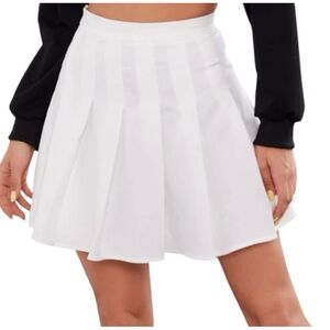 SHEIN Pleated Mini Skirt White XL Skater Preppy Tennis